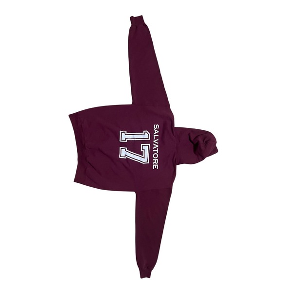 Jerzees Mystic Falls Timberwolves Salvatore 17 Hoodie Maroon Medium Vampire Diar - Picture 8 of 9
